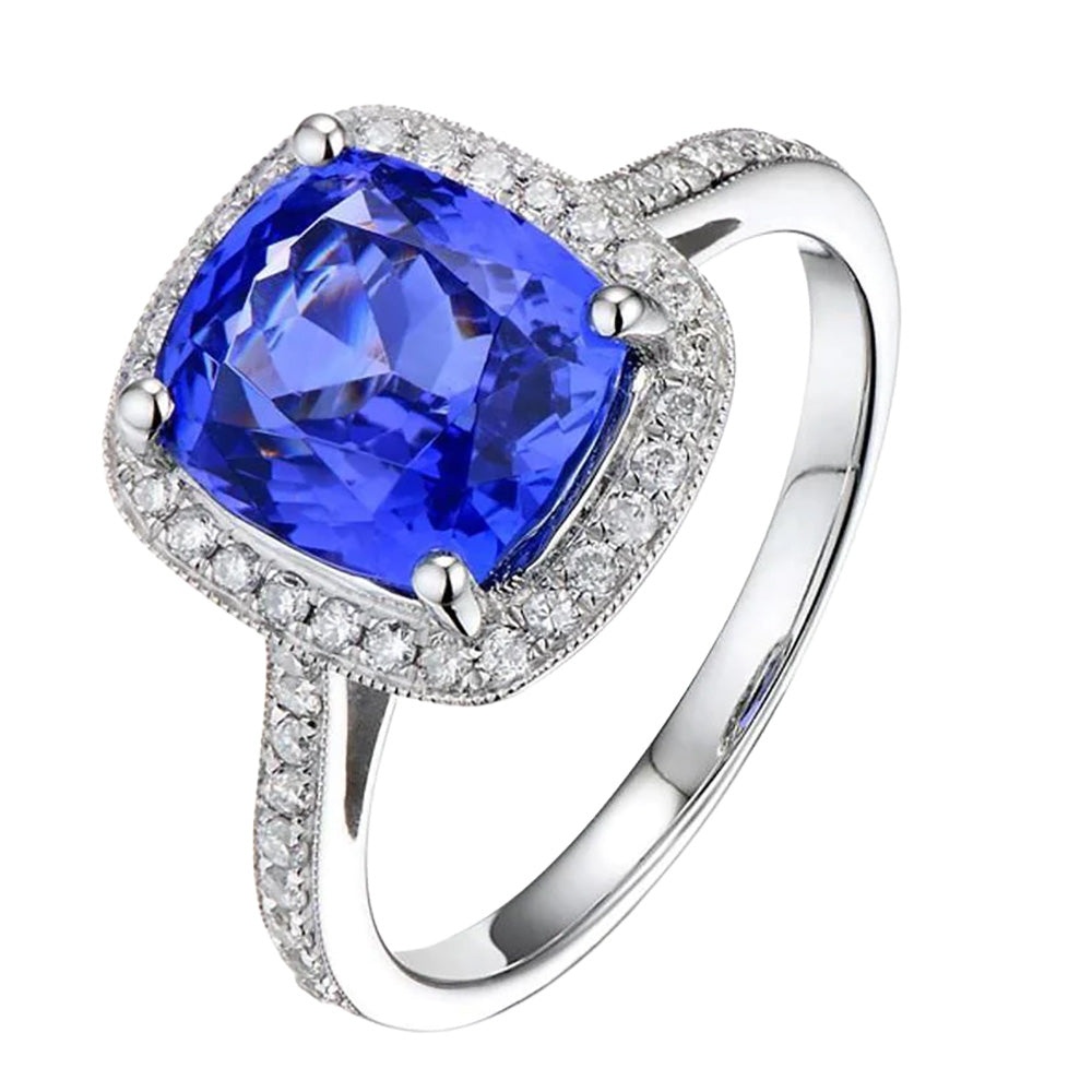 natural round sapphire 3.00ct ring close up detail