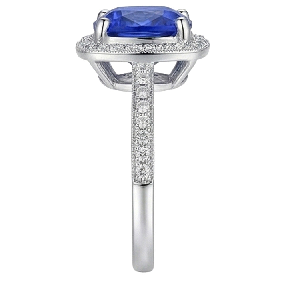 natural round sapphire 3.00ct ring top view