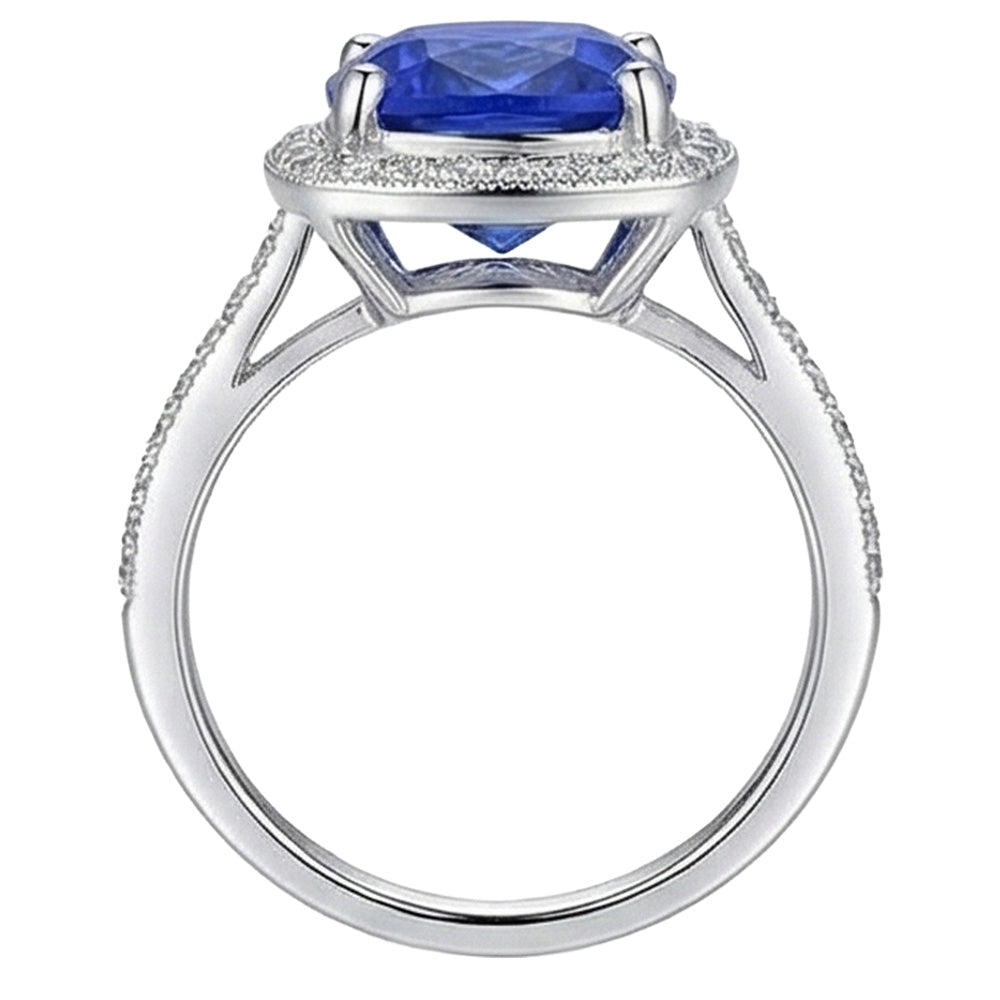 natural round sapphire 3.00ct ring profile view