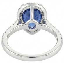 Halo Sapphire Pear Engagement Natural Earth Mined DIAMOND ( NOT LAB GROWN ) Ring