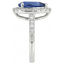 Halo Sapphire Pear Engagement Natural Earth Mined DIAMOND ( NOT LAB GROWN ) Ring