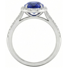 Colored Stone Ring 14K White Gold with Blue Sapphire – profile view