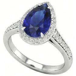 2.50 ct Blue Sapphire Colored Stone Ring in 14K White Gold