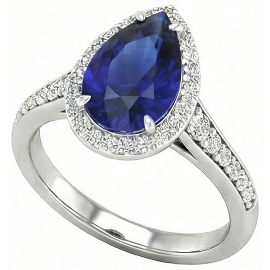 Real Blue Sapphire Colored Stone Ring 2.50 ct 14K White Gold – main view