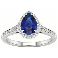 Real Blue Sapphire Colored Stone Ring 2.50 ct 14K White Gold – front view