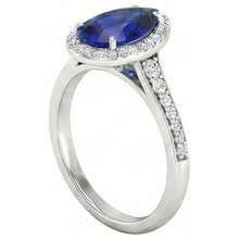 Real Blue Sapphire Colored Stone Ring 2.50 ct 14K White Gold – angle view