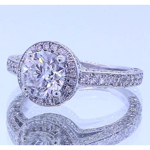 Halo Set Round Real Diamond Anniversary Ring 4 Carats