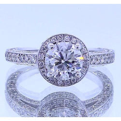 Halo Set Round Real Diamond Anniversary Ring 4 Carats