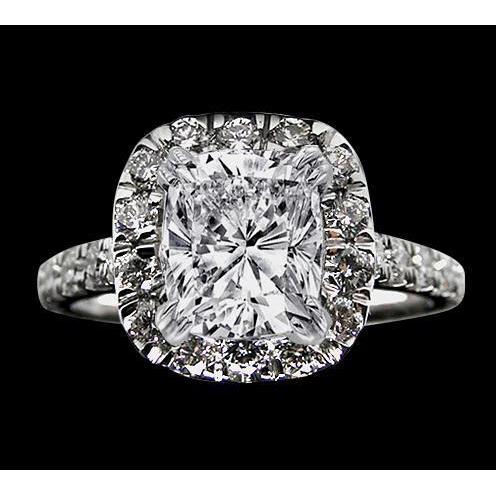 Halo Setting Cushion Center Real Diamond 4.80 Ct. Ring