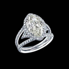 Halo Split Shank Real Diamond Ring 4.51 Carats White Gold 14K