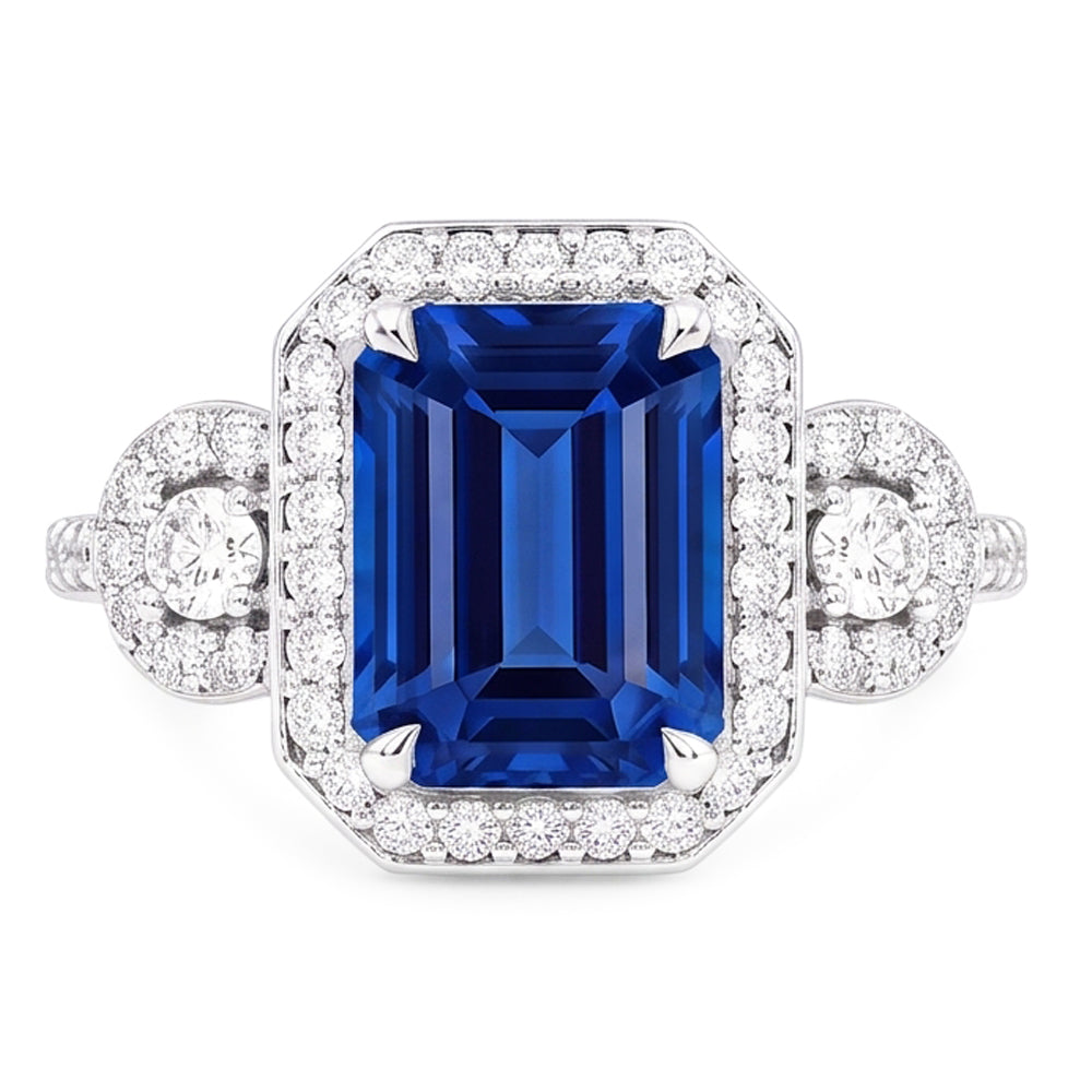 Halo Sri Lanka Blue Sapphire Ring