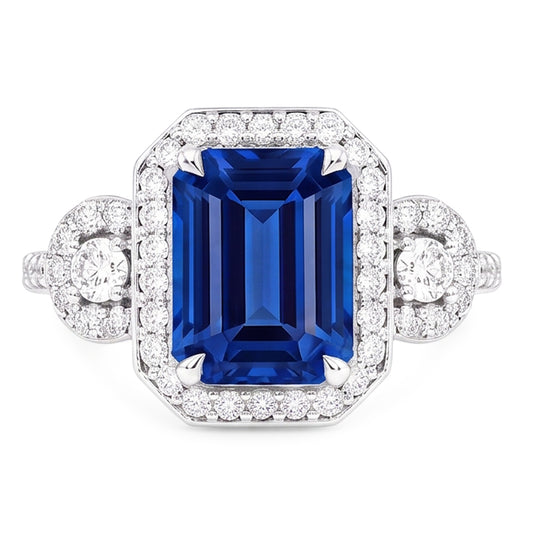 Halo Sri Lanka Blue Sapphire Ring
