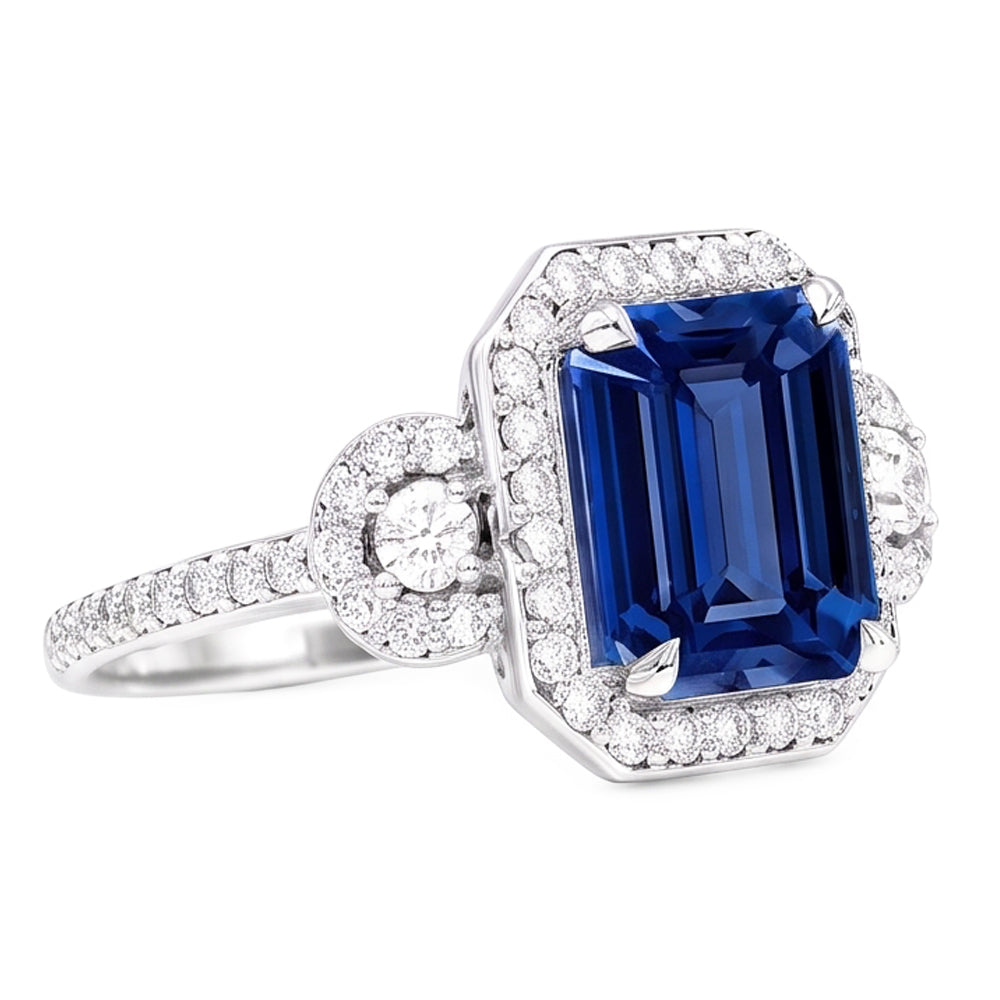 Halo Sri Lanka Blue Sapphire Ring