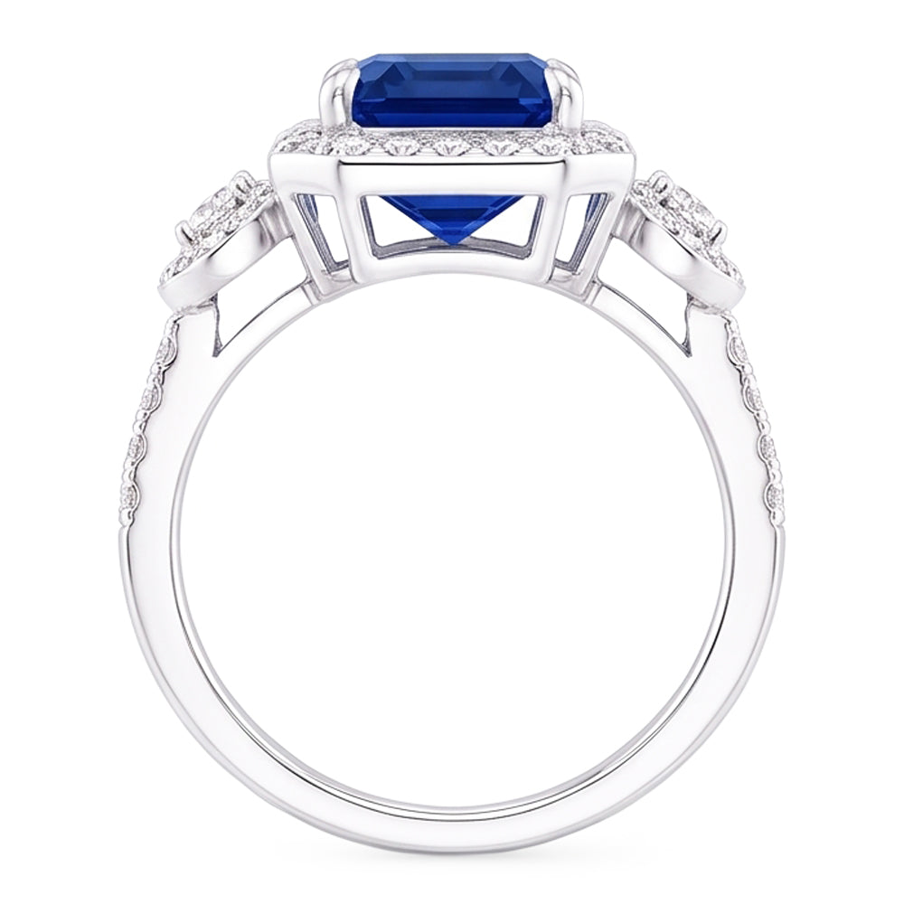 Halo Sri Lanka Blue Sapphire Ring