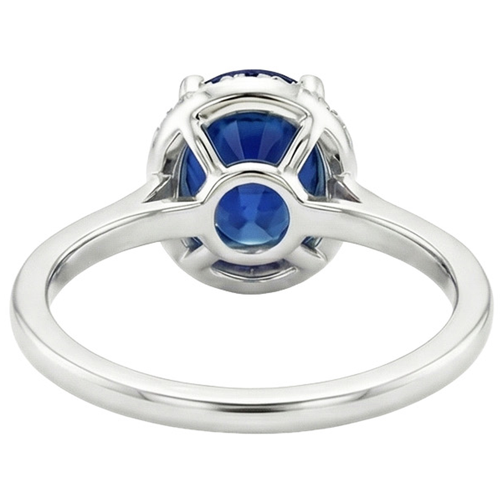 Halo Sri Lankan Sapphire Wedding Ring 3.50 Carats White Gold
