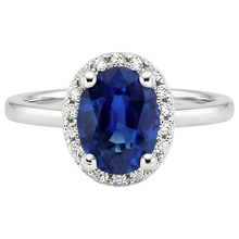Halo Sri Lankan Sapphire Wedding Ring 3.50 Carats White Gold