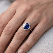 Halo Sri Lankan Sapphire Wedding Ring 3.50 Carats White Gold