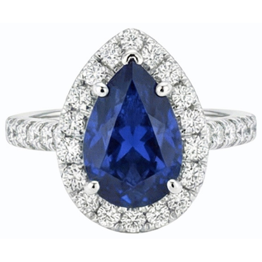 natural round sapphire 3.50ct ring side angle