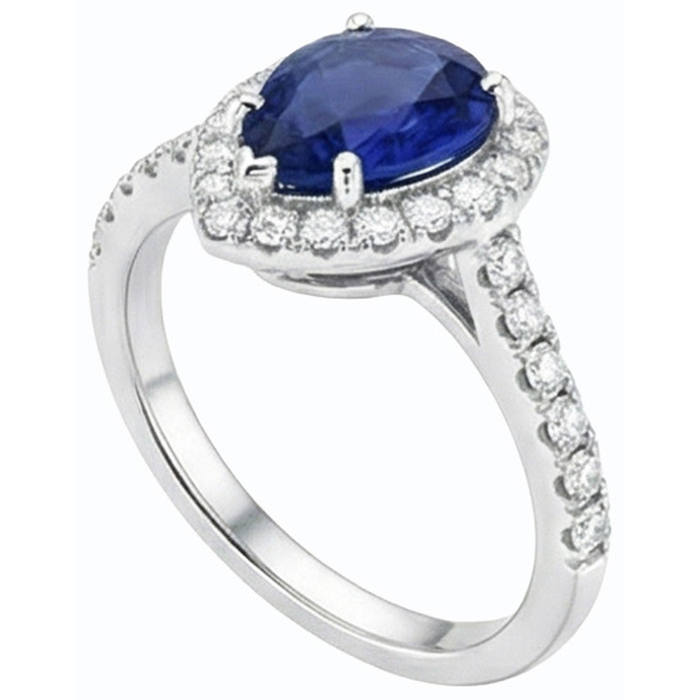 natural round sapphire 3.50ct ring top view
