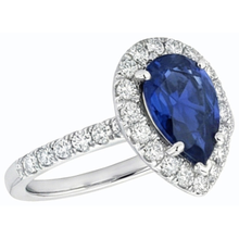 natural round sapphire 3.50ct ring on white background