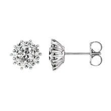Halo Stud Earrings Real 4 Carats Old Miner Diamond Flower Style Push Backs