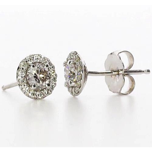 Halo Studs Natural Diamond Earrings