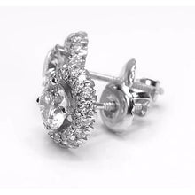 Halo Style Round Natural Diamond Stud Earring 2.50 Carats White Gold 14K