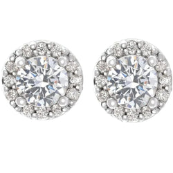 Halo-Styled Natural Diamond Stud Earrings 3.50 Carats White Gold 14K