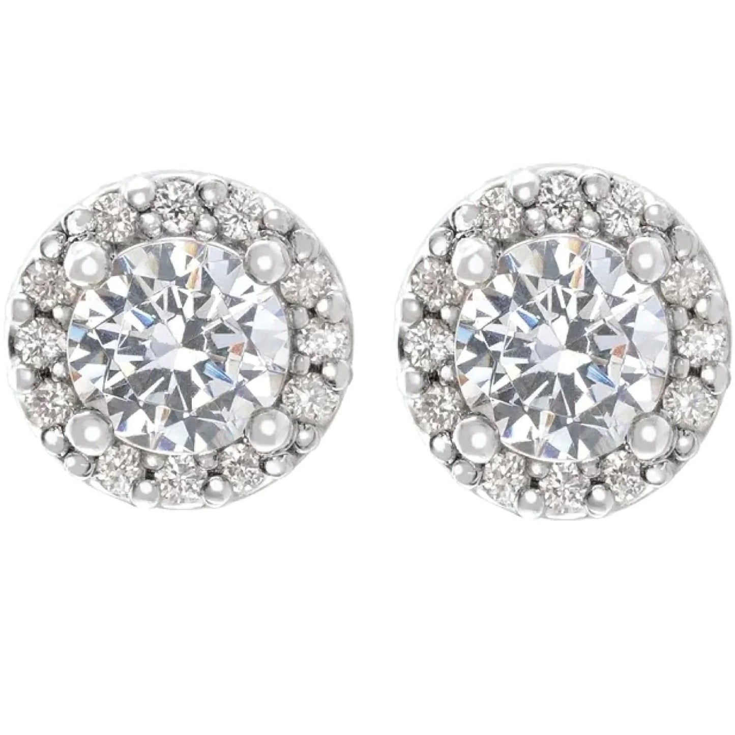 Halo-Styled Natural Diamond Stud Earrings 3.50 Carats White Gold 14K