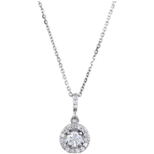 Halo-Styled Real Diamond Pendant Or Necklace 1.16 Carats 14K White Gold