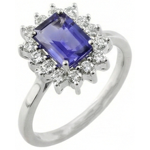 Halo Tanzanite And Natural Earth Mined Diamonds 6.35 Carats Ring White Gold 14K