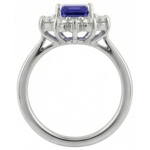 Halo Tanzanite And Natural Earth Mined Diamonds 6.35 Carats Ring White Gold 14K