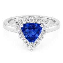 Halo Trillion Blue Sapphire Ring 2.50 Carats Round Natural Earth Mined Diamond Jewellery