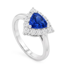 Halo Trillion Blue Sapphire Ring 2.50 Carats Round Natural Earth Mined Diamond Jewellery