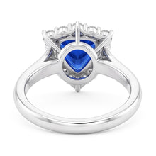 Halo Trillion Blue Sapphire Ring 2.50 Carats Round Natural Earth Mined Diamond Jewellery