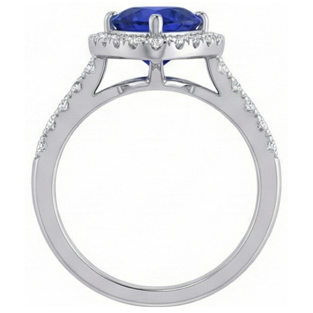 natural round sapphire 2ct ring top view