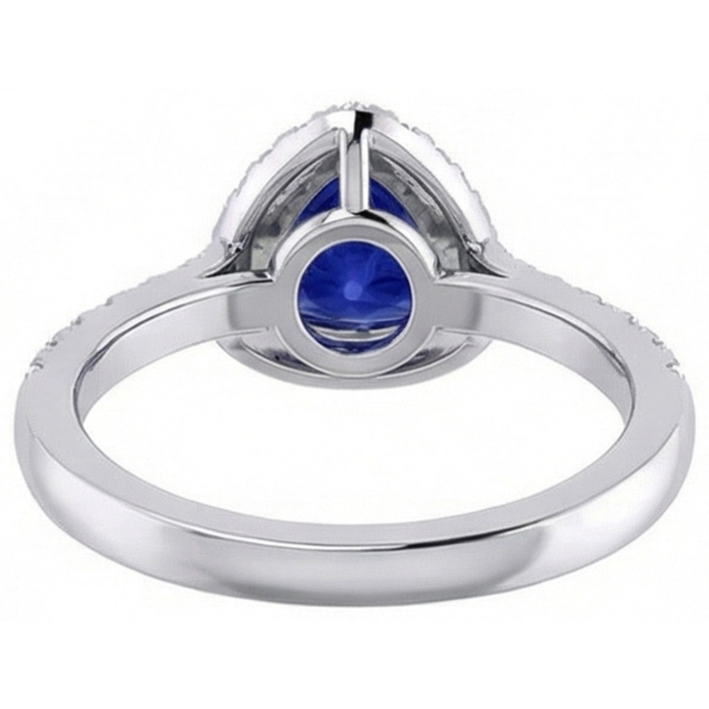 natural round sapphire 2ct ring profile view
