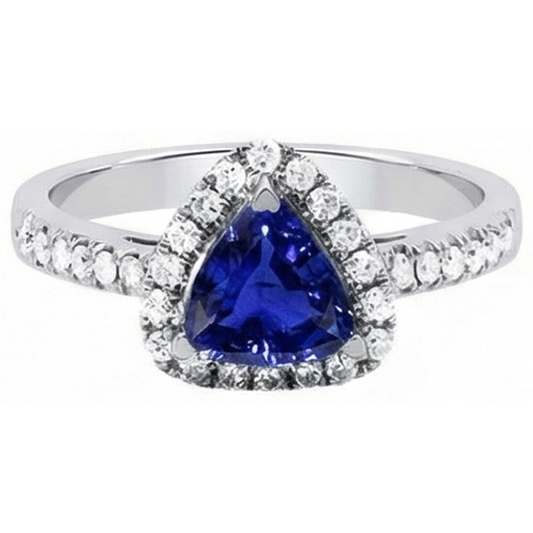 natural round sapphire 2ct ring front view
