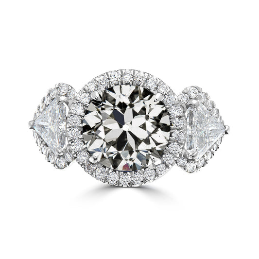 Halo Trillion & Round Old Cut Real Diamond Ring 8.50 Carats