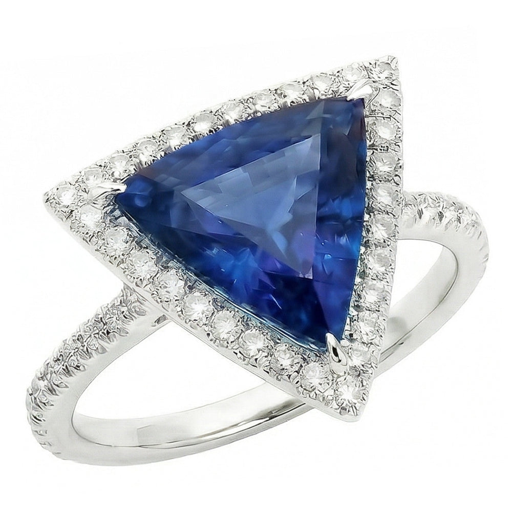 natural round sapphire 5ct ring front view