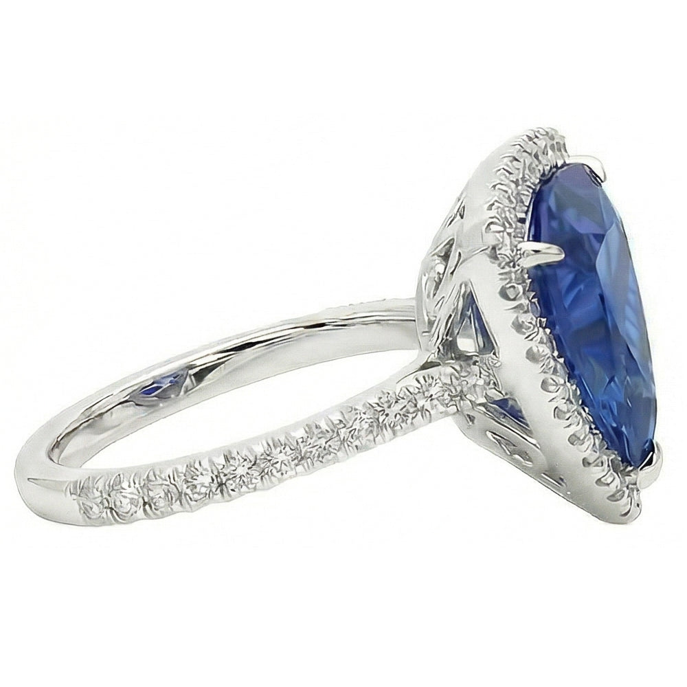 natural round sapphire 5ct ring top view