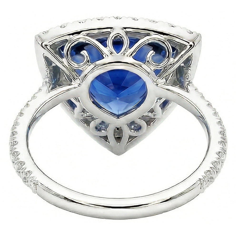 natural round sapphire 5ct ring profile view