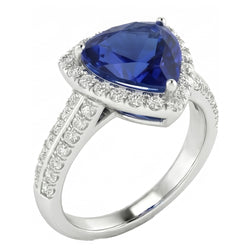 Natural Sapphire Ring 3ct - White Gold 14K