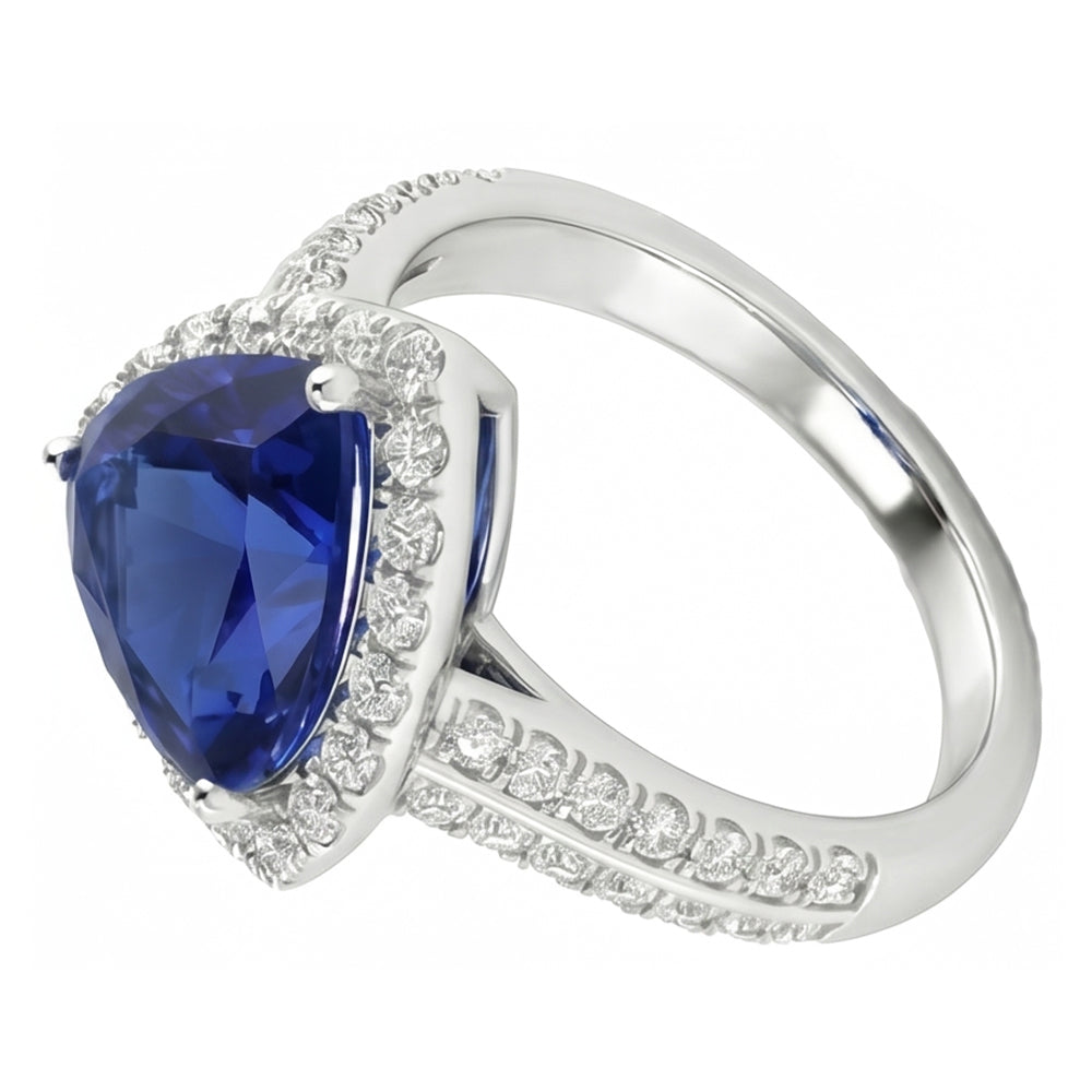 natural round sapphire 3ct ring top view