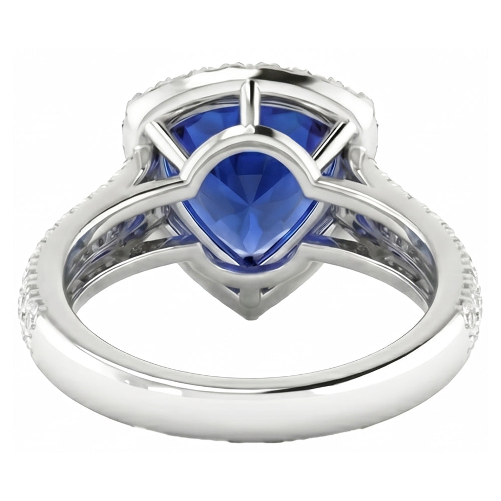 natural round sapphire 3ct ring profile view