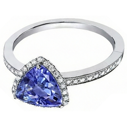 Halo Trillion Tanzanite AAA And Round Natural Earth Mined DIAMOND ( NOT LAB GROWN )s Ring 4 Carats