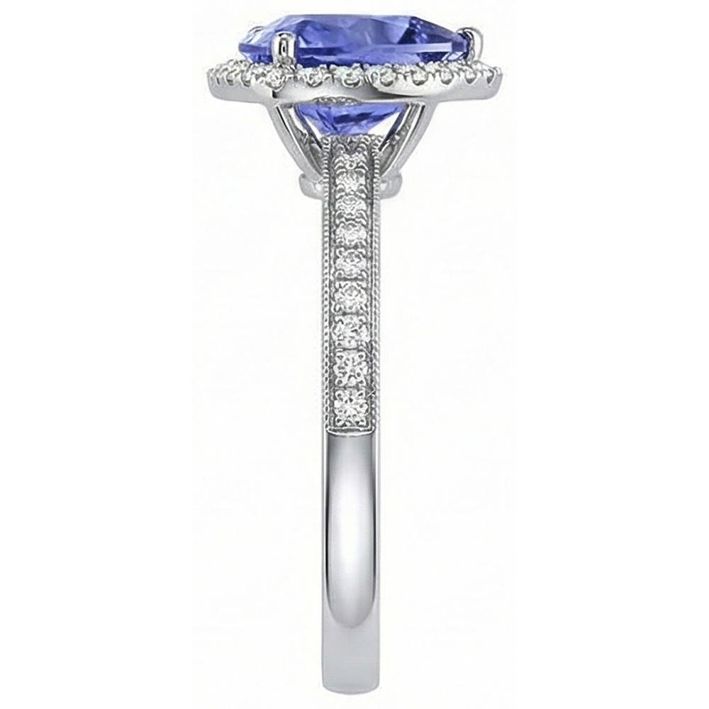 Halo Trillion Tanzanite AAA And Round Natural Earth Mined DIAMOND ( NOT LAB GROWN )s Ring 4 Carats