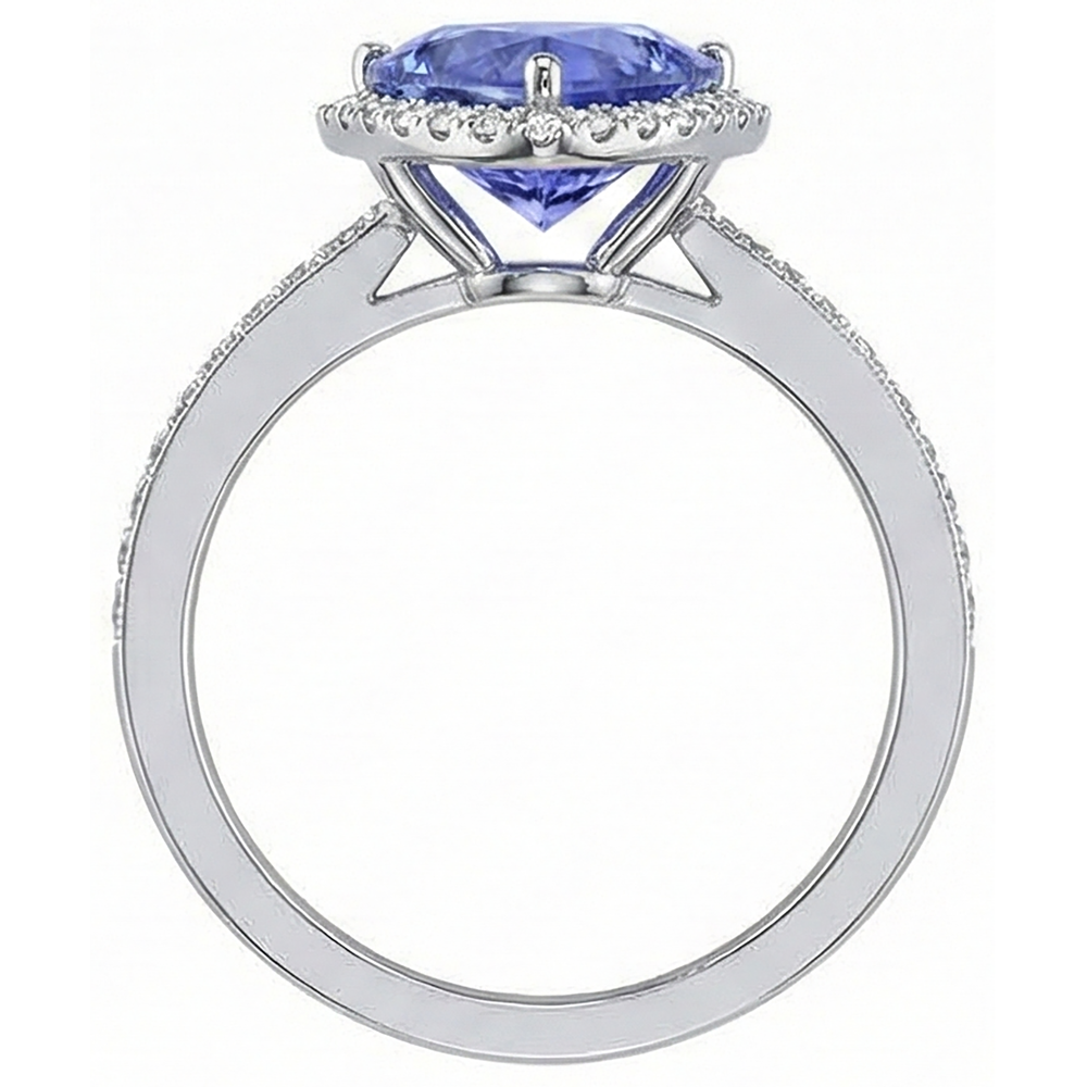 Halo Trillion Tanzanite AAA And Round Natural Earth Mined DIAMOND ( NOT LAB GROWN )s Ring 4 Carats