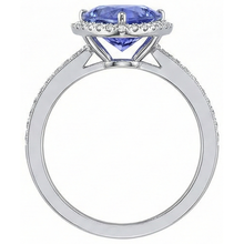 Halo Trillion Tanzanite AAA And Round Natural Earth Mined DIAMOND ( NOT LAB GROWN )s Ring 4 Carats