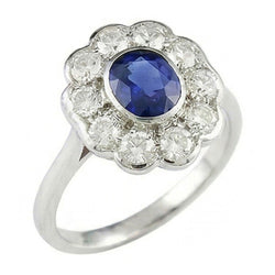 Halo Victorian Antique Type Sapphire Ring